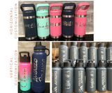 Customized Hasle Outfitters Water Bottle - Includes two lids (straw and spout)